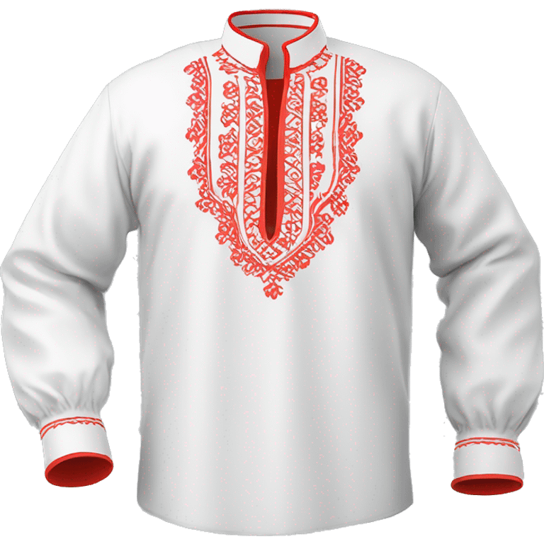 Shirt 👚 vyshyvanka, white with red embodiary on sleeved emoji