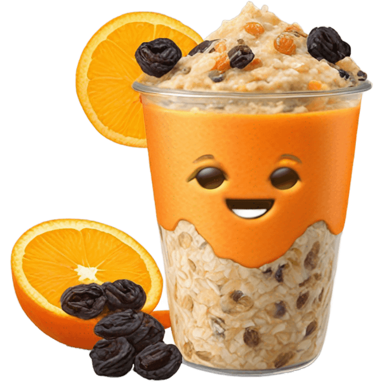 carrot raisin overnight oats with orange slice topping emoji