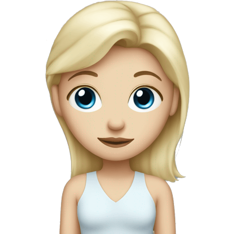 white blonde girl with blue eyes getting ready for bed emoji