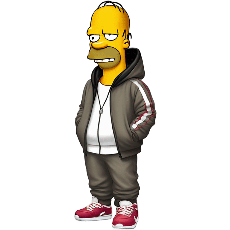 Homer Simpson wearing a golden Nike set with a Jordans ￼ emoji