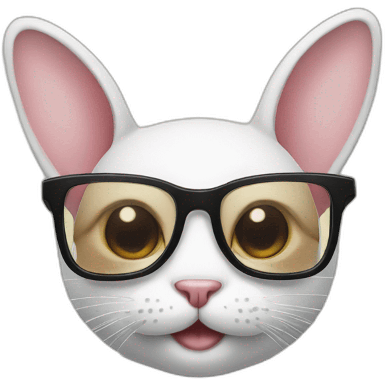 cat with rabbit teeth and glasses emoji