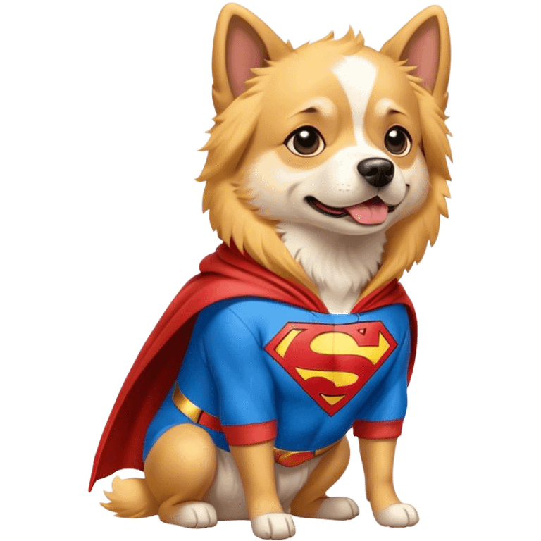 A dog wearing a Superman hoodie ￼ emoji