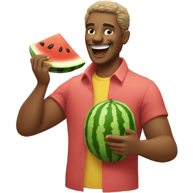 Man eating watermelon and fried chicken emoji