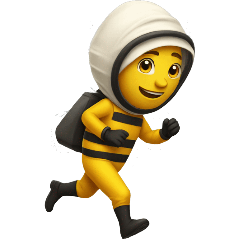 a man in a bee keeper suit running emoji