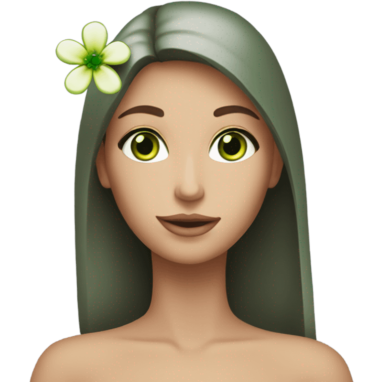 Green Eyed model with Flower emoji