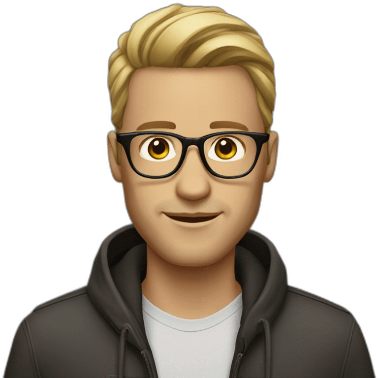 a guy fashion very strogman with glasses, he is a developper emoji