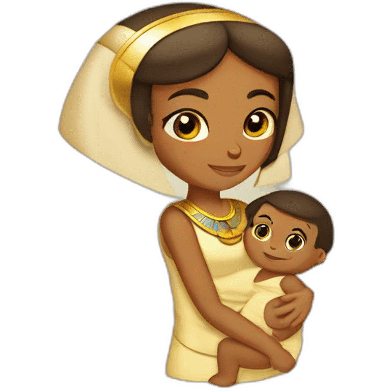 Egyptian female pharaon with a baby, tanned skim emoji