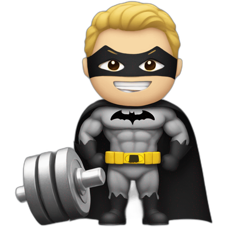 batman holding a dumbbell emoji