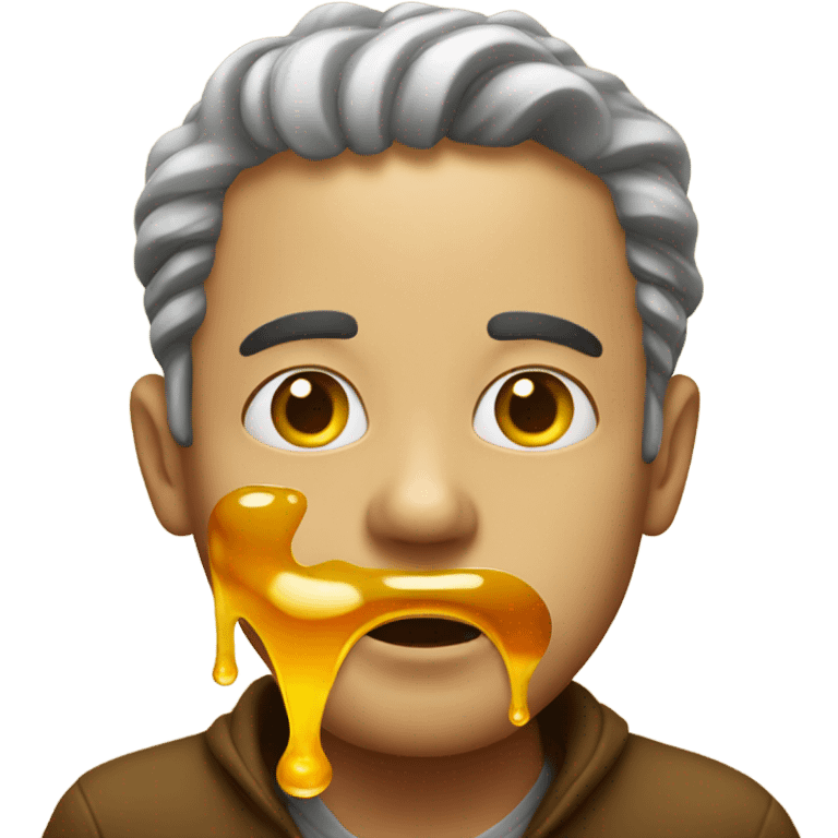 Man eating honey dripping off mouth emoji