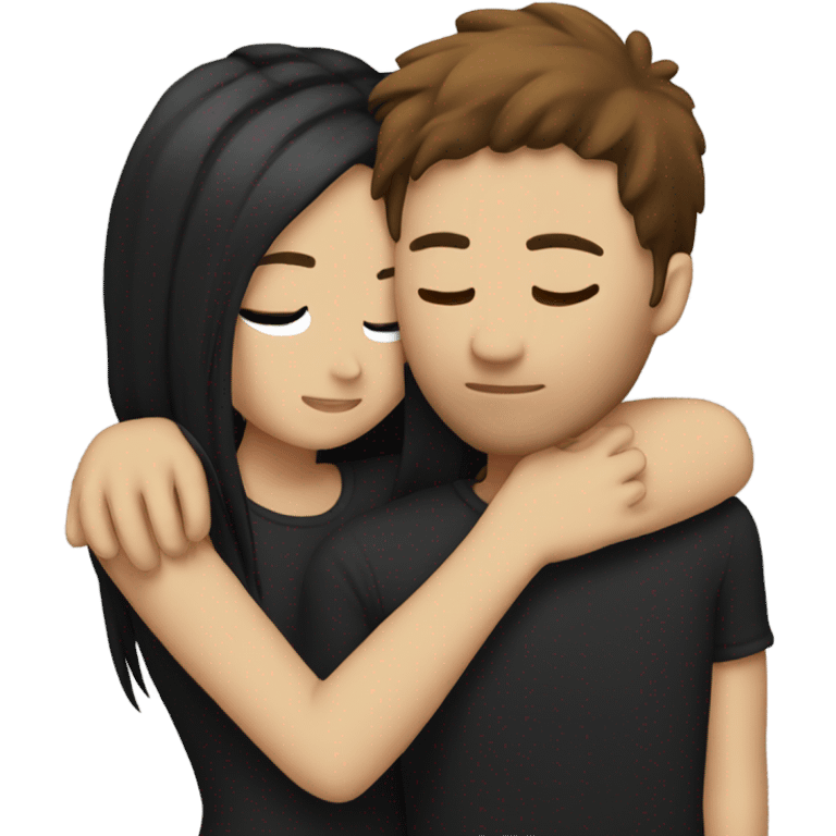 Emo couple hugging brown hair  emoji