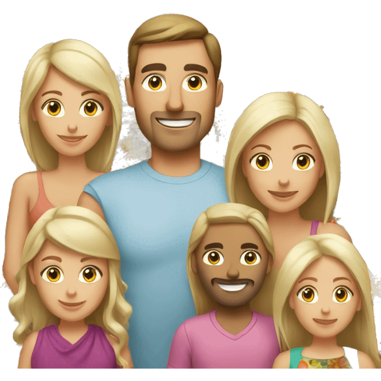 Caucasian family in a market emoji