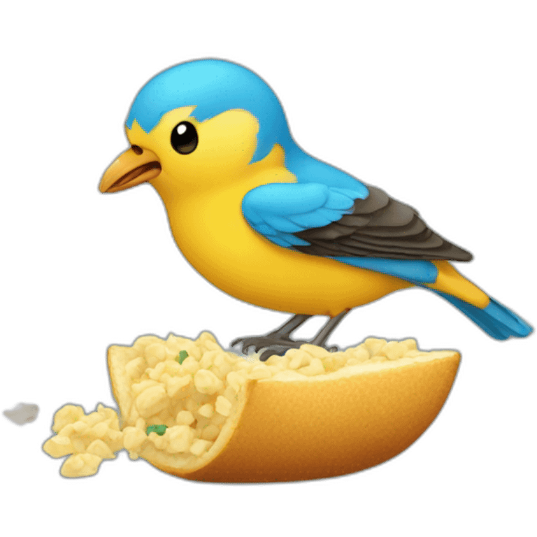 twitter bird eating X emoji