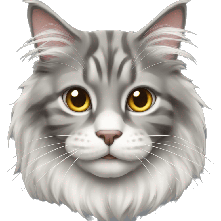 A gray-and-white Maine Coon cat  emoji