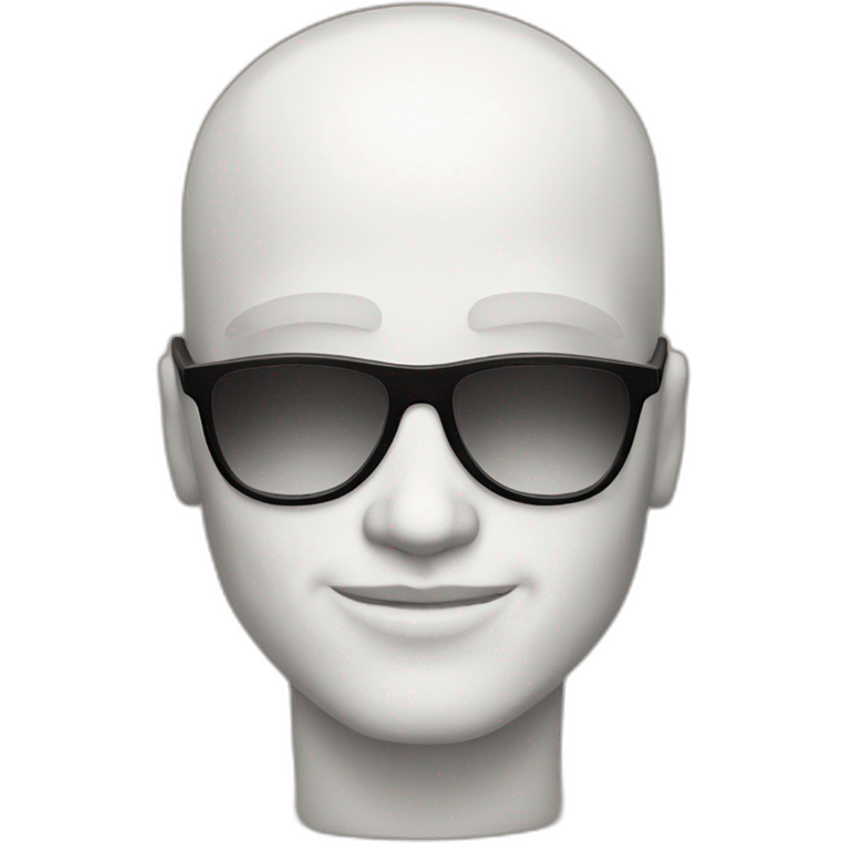 A bald man with black eyes and sun glasses he is white and he has Muscles and shirtless emoji