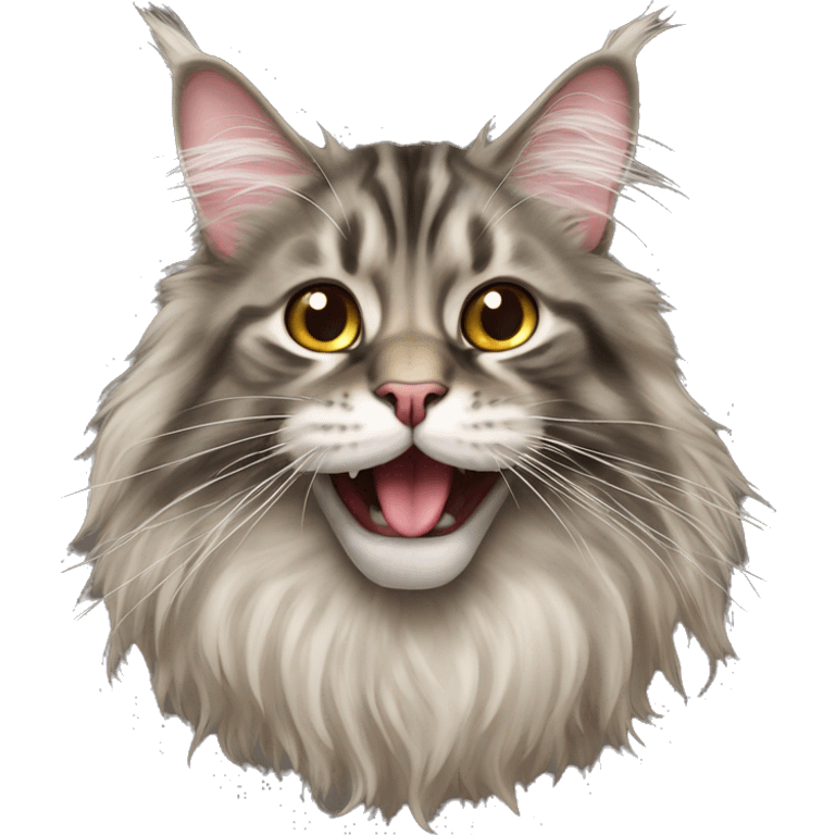 Maine coon with tongue emoji