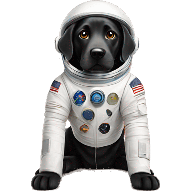 happy black labrador in Mars spacesuit emoji