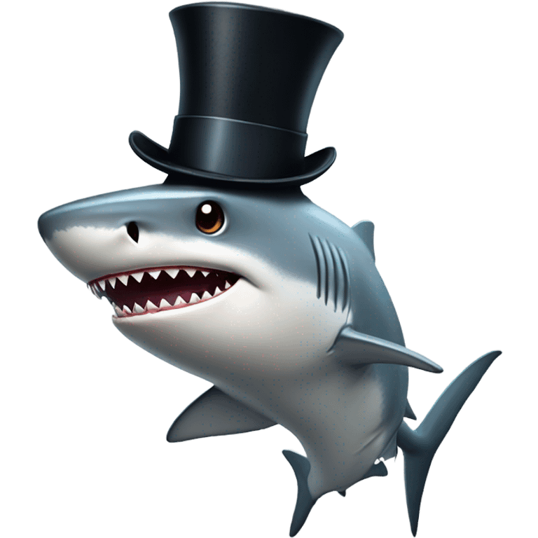 Shark with a top hat emoji