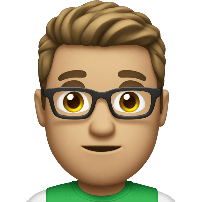 white nerd guy with brown with green t-shirt hair doing weight training emoji