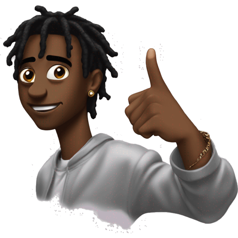 playboi carti doing  index middle and thumb finger up but other 2 down emoji