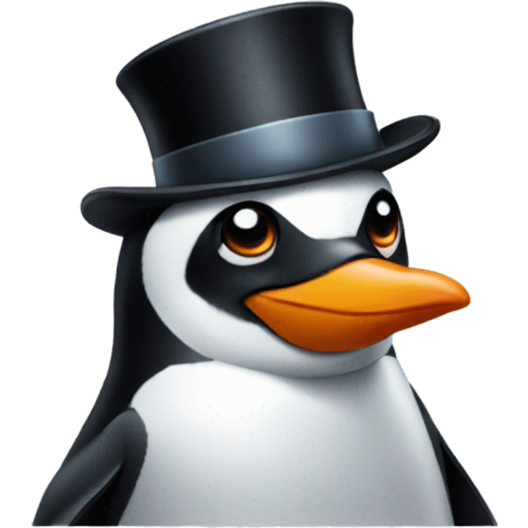 Penguin with top hat  emoji