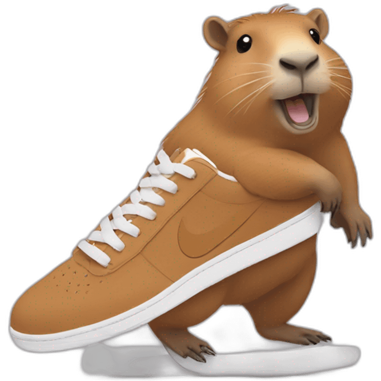 Capybara in Nike sneakers goes to the right emoji