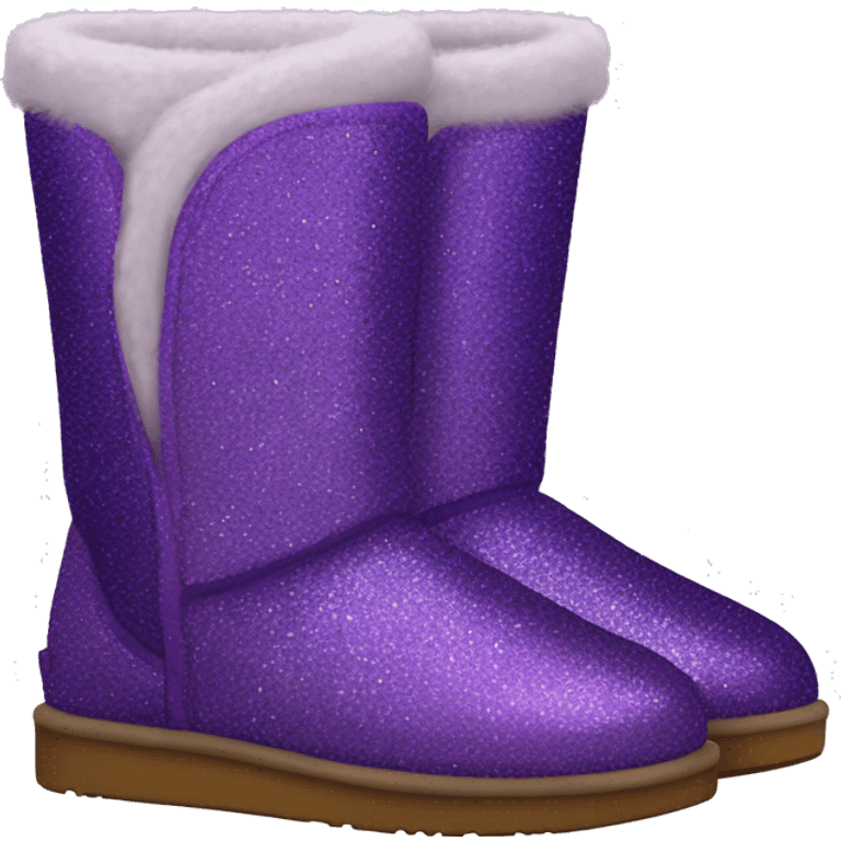 Realistic purple glitter and fur Ugg boots. emoji