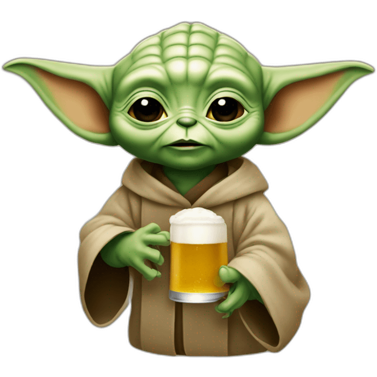 Bébe Yoda qui boit une bière emoji