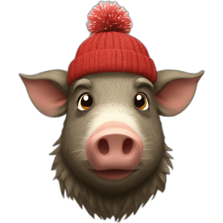 boar in winter hat emoji