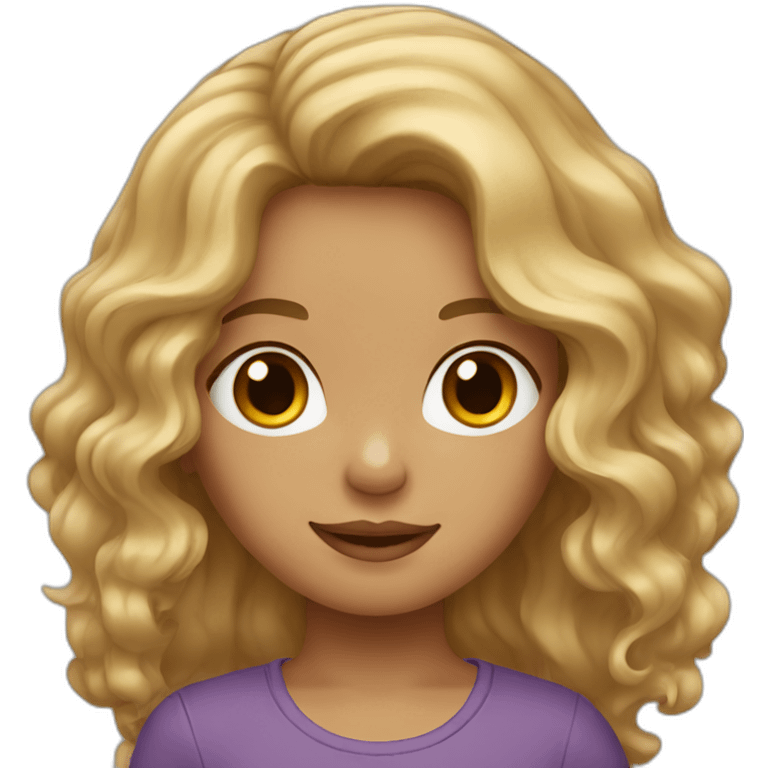 girl with wavy brown hair and blond strands emoji