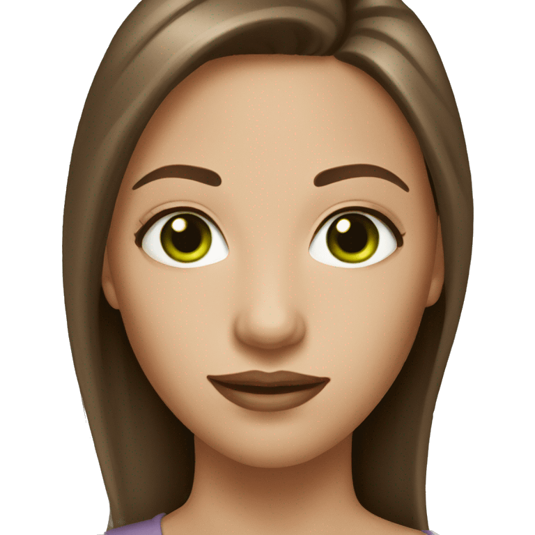 Woman with brown hair and green eyes and light skin  emoji