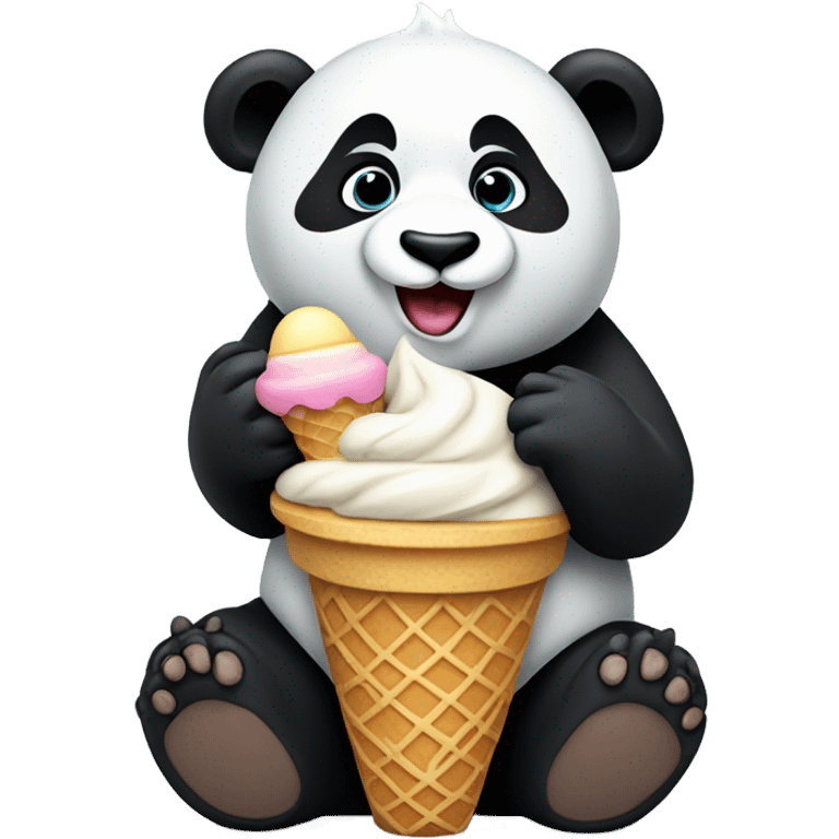 Panda eating ice cream emoji