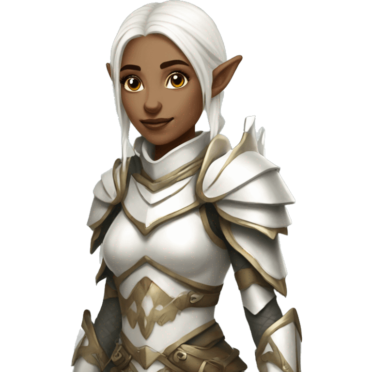 elf woman with heavy white armor fantasy emoji