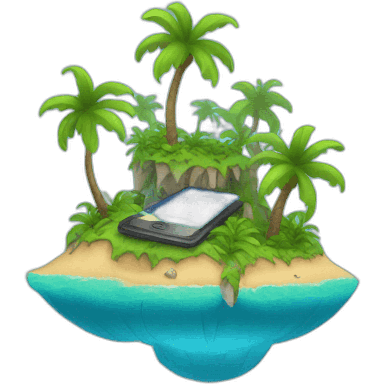 Playing on phone in an island emoji