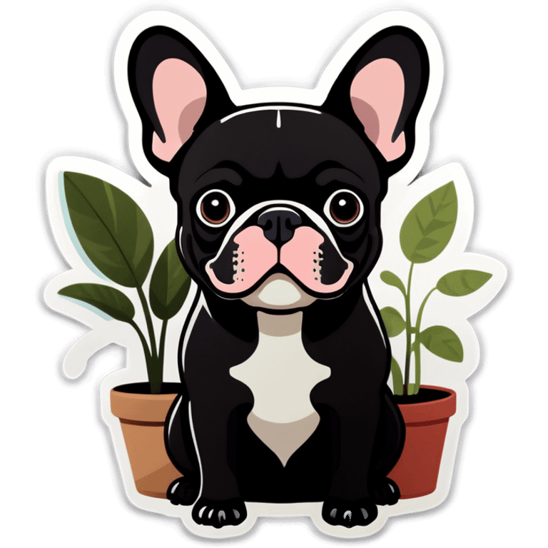 French bulldog and plants  emoji