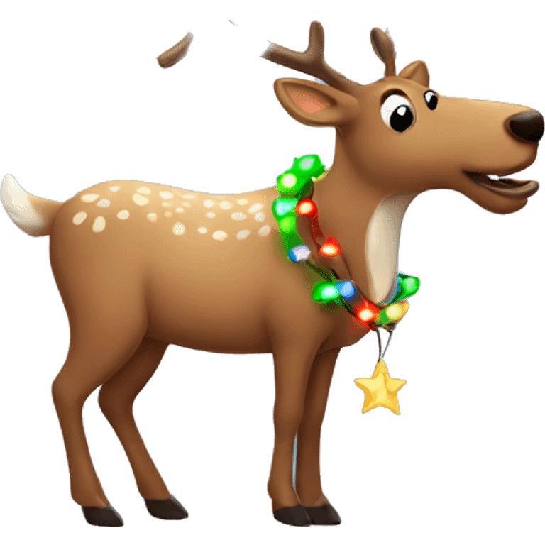 Drunk reindeer with Christmas lights  emoji