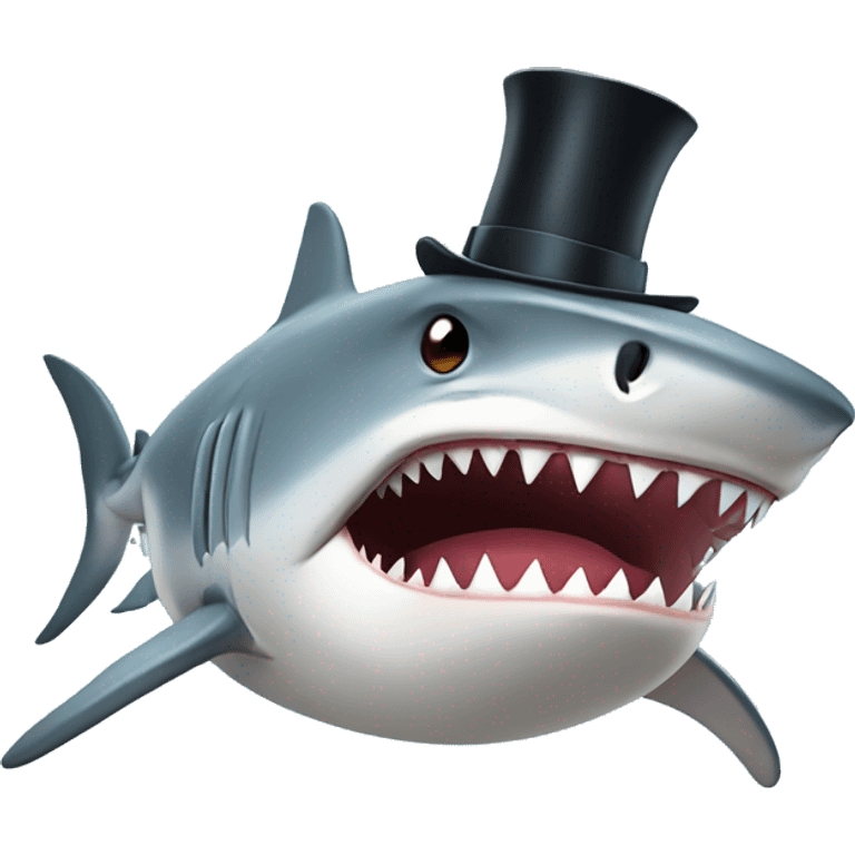 Shark with a top hat emoji