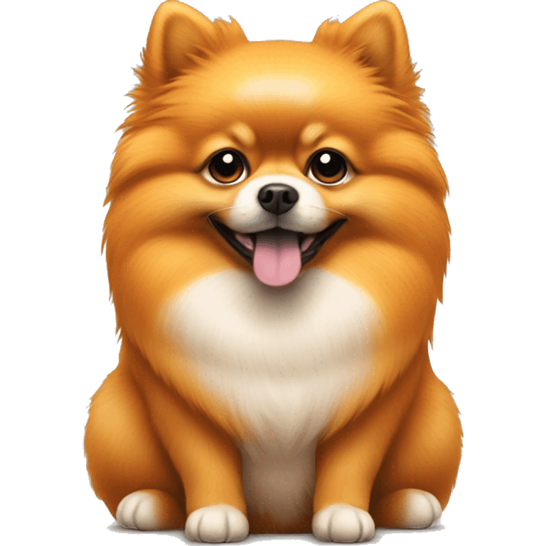 Orange pomeranian sitting with his toy  emoji