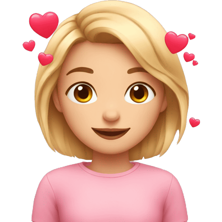 cute girl with hearts emoji