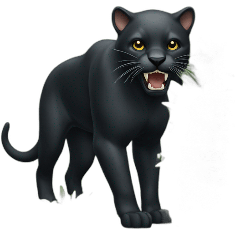 black pantera animal with a sharp tooth behind a bush emoji