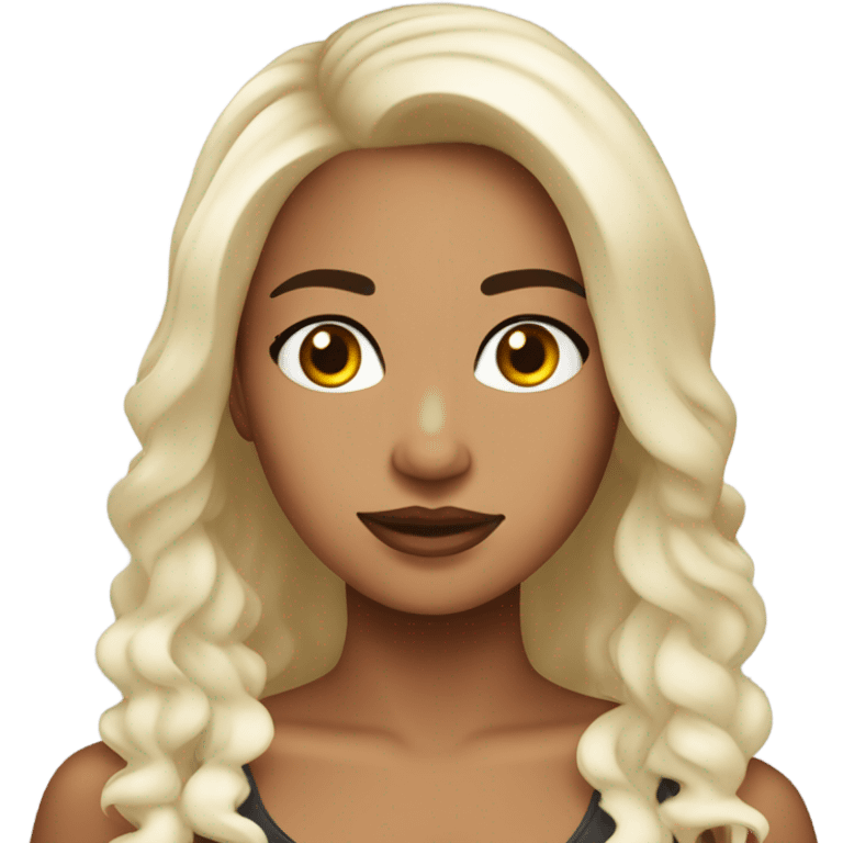 chica rizada cabello negro,largo,blanca emoji