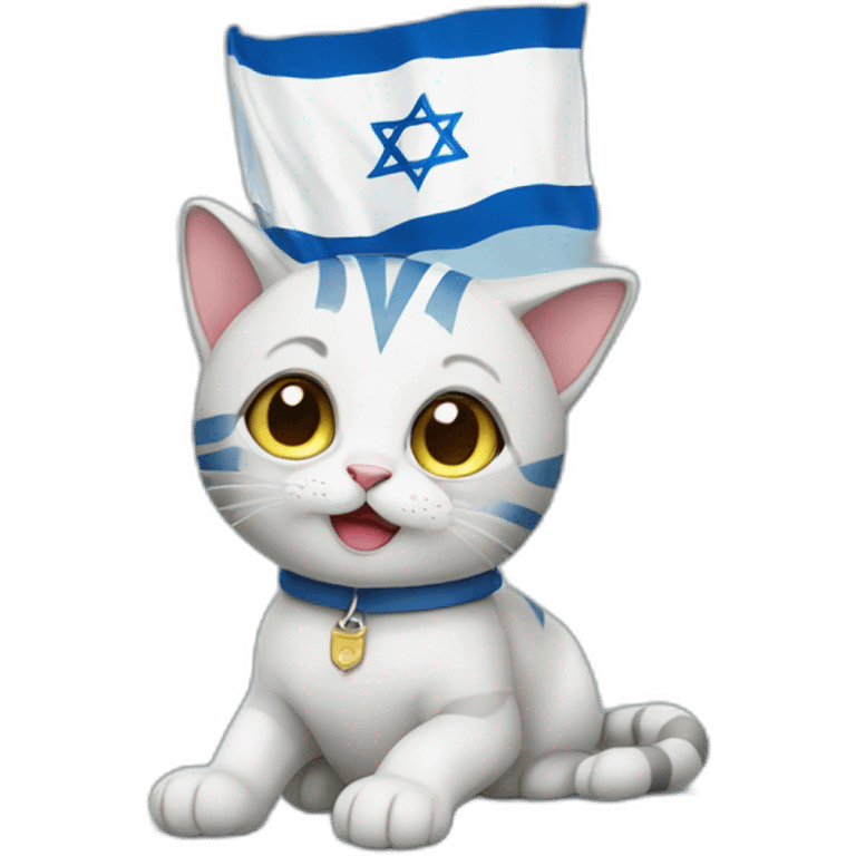 Cat with Israeli flag emoji