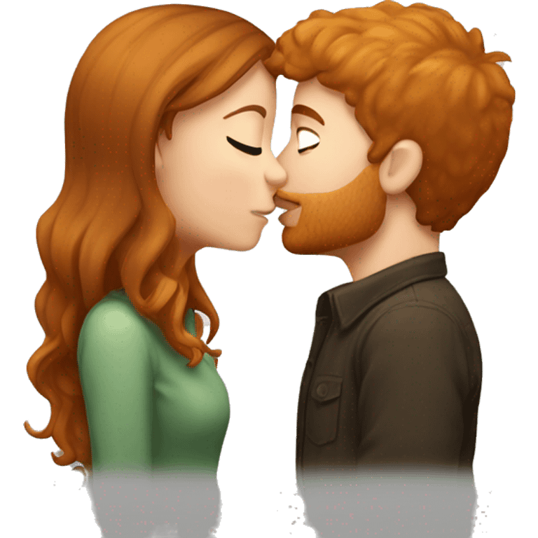 Brown hair girl kissing ginger guy emoji