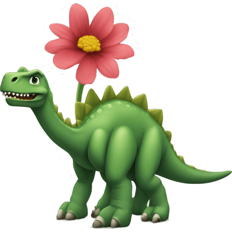 Dinosaure épuisé avec une fleure  emoji