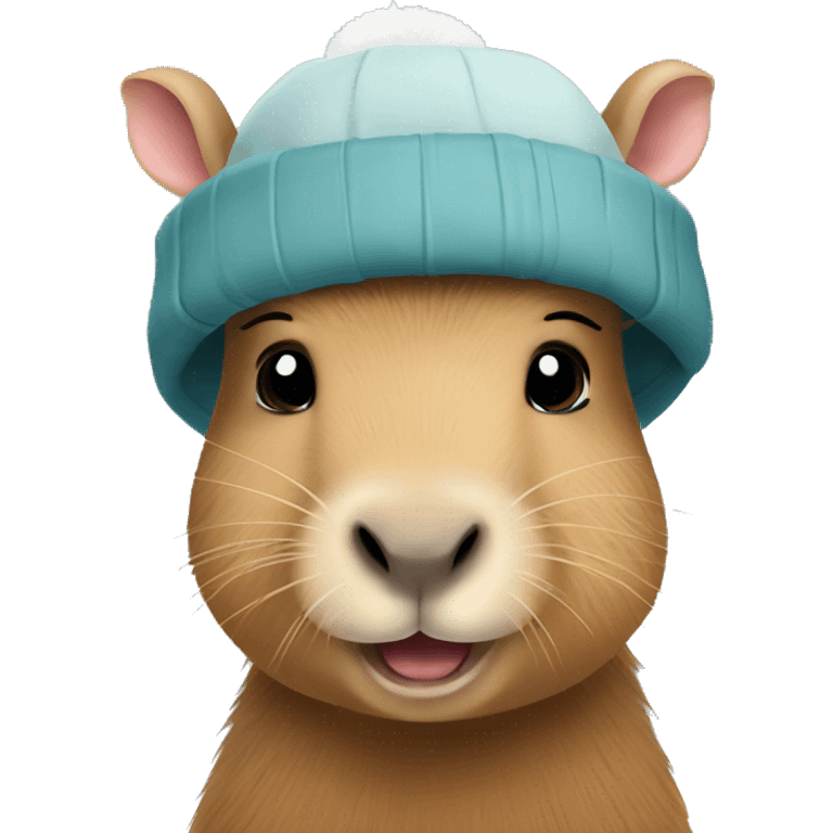 Baby Capybara with a winter hat emoji