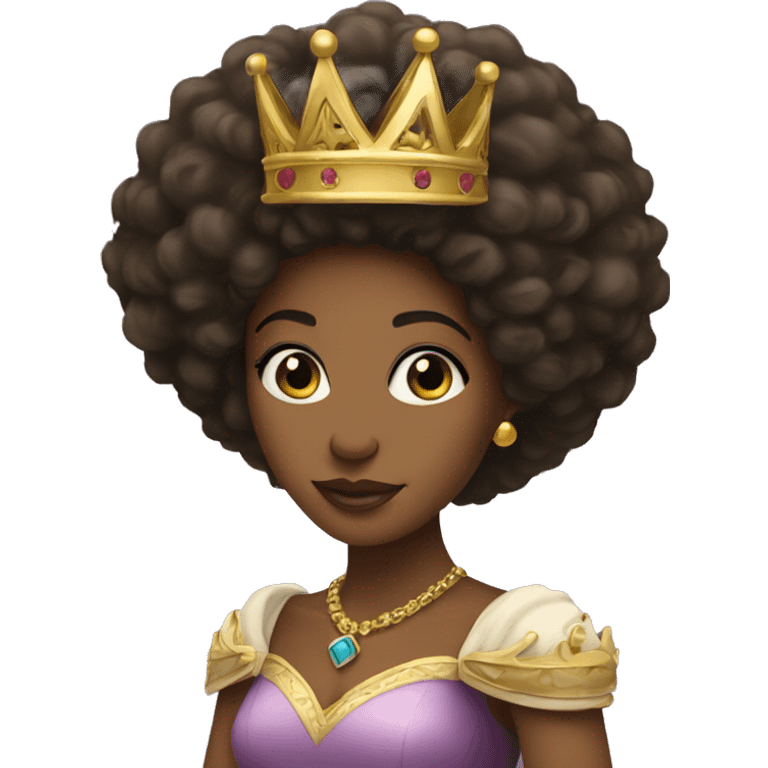 A princess’s with an Afro and a gold crown emoji