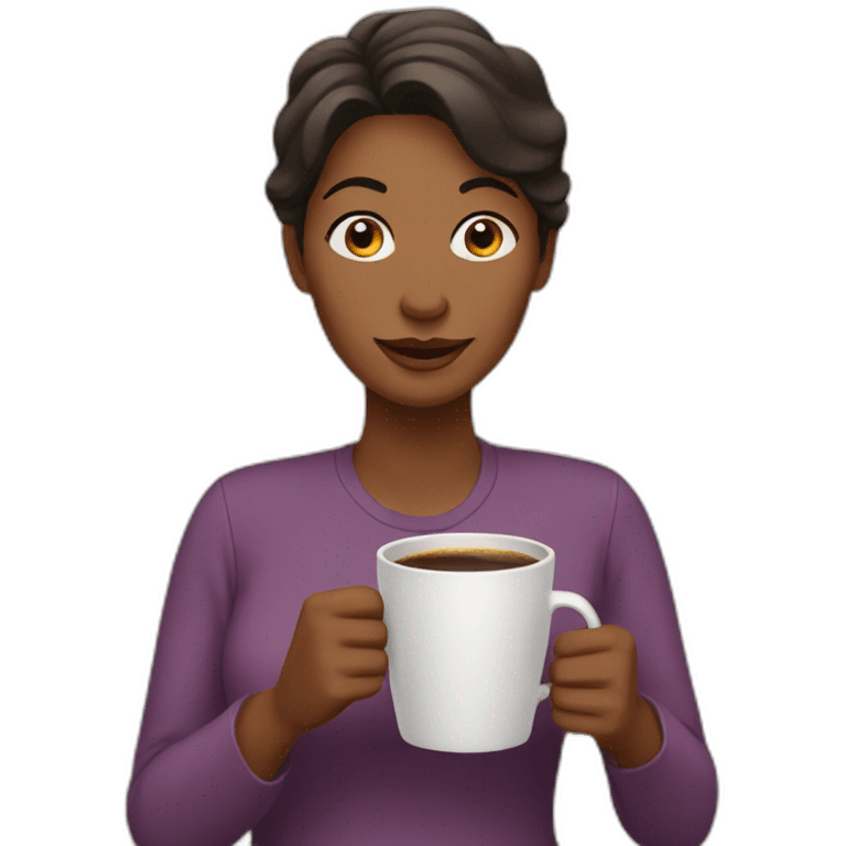 Mom with coffee emoji