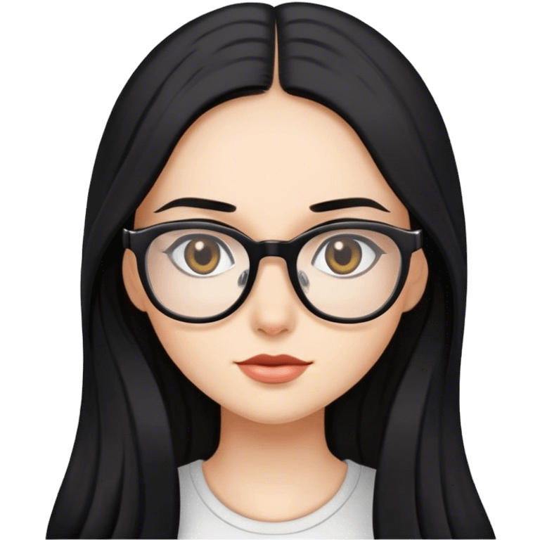 brunette girl long black hair with glasses emoji