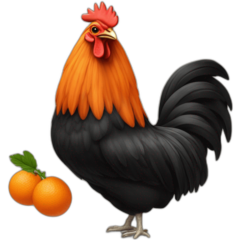 Gallo negro y naranja emoji