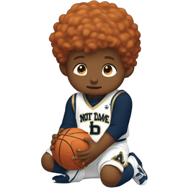 Red headed boy in a notre dame basketball jersey praying emoji