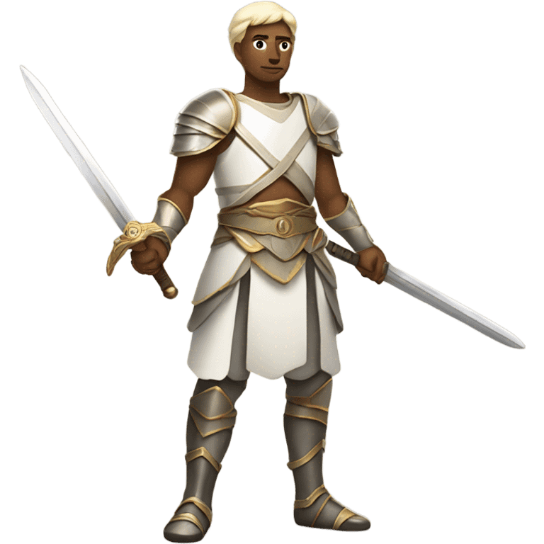 Warrior prince with white body, with sword on hand and full body  emoji